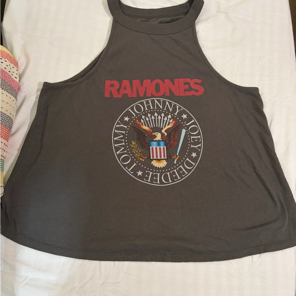torrid dark Gray Crop Tank Top with Red RAMONES Logo